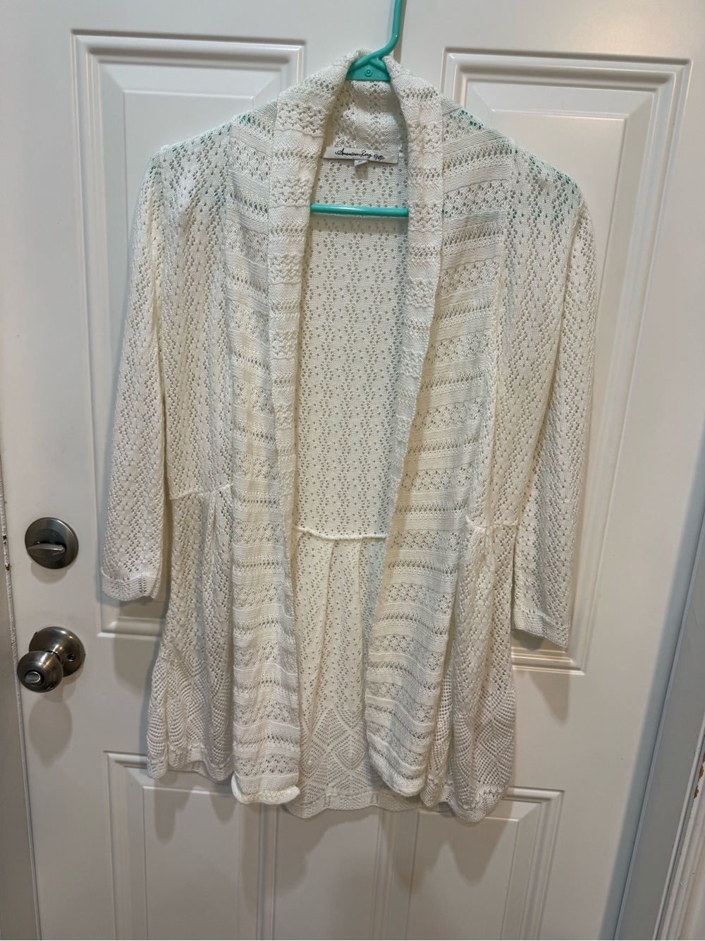 American Rag ivory/white  Open-Front Knit Cardigan with shawl collar